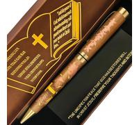 Christian Engraved Gift Pen Bible Verse Pastor Gifts for Men, Cross pens for women with Scripture Engraving, Black ballpoint pen Bible Writing Tool for Church Work Daily Practice Accessoire(Brown)