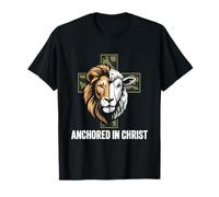 Christian Faith Anchored in Christ Cross Camo Lion Sheep T-Shirt