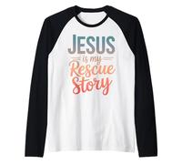 Christian Faith Bible Jesus is My Rescue Story Raglan Baseball Tee