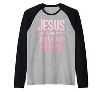 Christian Faith Bible Jesus is My Rescue Story Raglan Baseball Tee