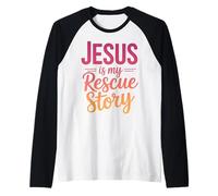 Christian Faith Bible Jesus is My Rescue Story Raglan Baseball Tee