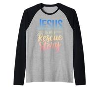 Christian Faith Bible Jesus is My Rescue Story Raglan Baseball Tee