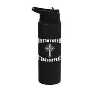 Christian Faith Bible Scripture God Loved the World Cross Stainless Steel Insulated Water Bottle