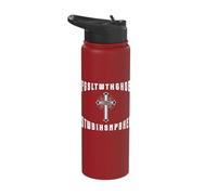 Christian Faith Bible Scripture God Loved the World Cross Stainless Steel Insulated Water Bottle