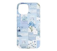 Christian Faith Blue Floral Jesus Bible Verse Collage Art Case for iPhone 15