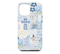 Christian Faith Blue Floral Jesus Cross Bible Verse Collage Case for iPhone 12 Pro Max