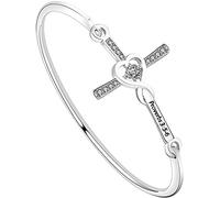 Christian Faith Bracelet Proverbs 3:5-6 Trust in The Lord with All Your Heart Bible Verse Cross Bangle Bracelet Religious Gift Christening Gift (Proverbs 3:5-6)
