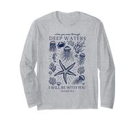 Christian Faith Deep Ocean Waters Isaiah 43 2 Scripture Long Sleeve T-Shirt