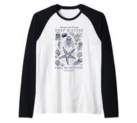 Christian Faith Deep Ocean Waters Isaiah 43 2 Scripture Raglan Baseball Tee