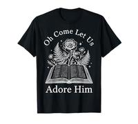Christian Faith Design Oh Come Let Us Adore Him Floral T-Shirt