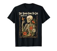 Christian Faith Dry Bones Come to Life Skeleton Floral T-Shirt