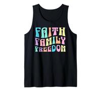 Christian Faith Family Freedom Retro Pastel Colorful Tank Top
