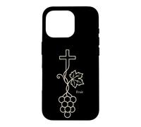 Christian Faith Fruit Vine Cross Line Art Religious Gift Case for iPhone 16 Pro
