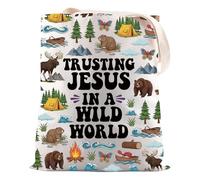 Christian Faith Gift Trusting Jesus in a Wild World Tote Bag Bible Verse Gift For Religious, Trusting Jesus Tote Bag, Tote Bag