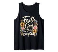 Christian Faith God Over Everything Floral Gift Tank Top