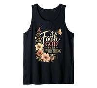 Christian Faith God Over Everything Floral Gift Tank Top