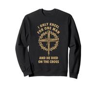 Christian Faith Jesus Cross Kneel Only One Man Design Sweatshirt