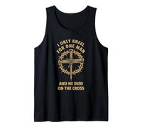 Christian Faith Jesus Cross Kneel Only One Man Design Tank Top