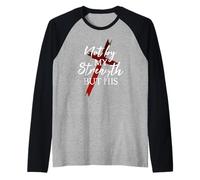 Christian Faith Jesus Not by My Strength But His Cross God Raglan Baseball Tee