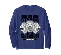 Christian Faith Lion Be Strong Courageous Bible Verse Joshua Long Sleeve T-Shirt