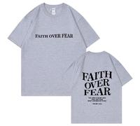 Christian Faith Over Fear Shirt, Jesus Religious Oversized Tshirts for Women, Jesus Shirt Suitable for Leisure Outing and Fitness (Gray 01,XS)