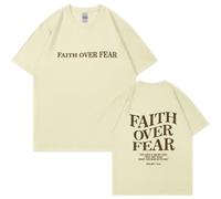 Christian Faith Over Fear Shirt, Jesus Religious Oversized Tshirts for Women, Jesus Shirt Suitable for Leisure Outing and Fitness (Apricot 02,M)