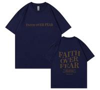 Christian Faith Over Fear Shirt, Jesus Religious Oversized Tshirts for Women, Jesus Shirt Suitable for Leisure Outing and Fitness (Navy 02,S)