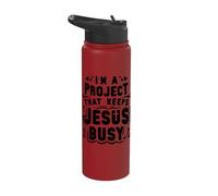 Christian Faith Project that Keep Jesus Busy Funny Religious Stainless Steel Insulated Water Bottle