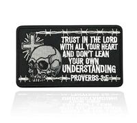 Christian Faith Proverbs 3:5 Patch 4", Life Bible Faith Christ Theme - Premium Embroidered Patch Iron On or Sew On Christian Biker Patch, Christian Bikers Souvenir, Bible Patches