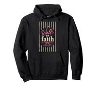 Christian Faith Scripture Verse Walk by Faith Pink Bow Pullover Hoodie