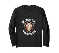 Christian Faith Through The Fire Cross Shield Long Sleeve T-Shirt