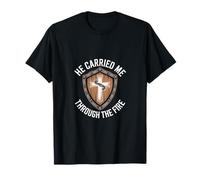 Christian Faith Through The Fire Cross Shield T-Shirt