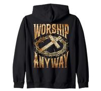 Christian Faith Worship Anyway Praise Jesus Inspirational Zip Hoodie
