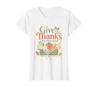 Christian Fall Thanksgiving Psalm 107 Harvest Praise Value Graphic T-Shirt, Women, White, L