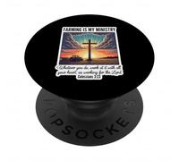 Christian Farmer Farming Is My Ministry Lord Jesus Christ PopSockets Adhesive PopGrip