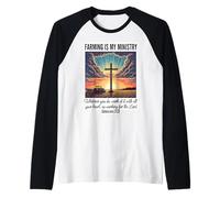 Christian Farmer Farming is My Ministry Lord Jesus Christ Raglan Baseball Tee