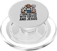 Christian Farmer I Farm Better With Coffee And Jesus PopSockets PopGrip for MagSafe