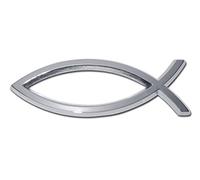 Christian Fish "Lord God Jesus Christ Religion Ichthus Symbol" Chrome Plated Premium Religous Metal Car Truck Motorcycle Emblem