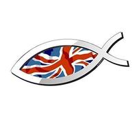 Christian Fish Symbol Ichthys Ichthus with Union Jack British Flag Motif Vinyl Car Bike Sticker Decal 150x60mm approx.