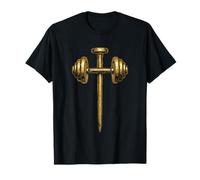 Christian Fitness Cross Barbell Faith Strength Workout T-Shirt