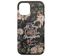 Christian Floral Bible Verse Philippians 4:13 Watercolor Case for iPhone 12/12 Pro