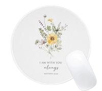 Christian Floral Mouse Pad Round, Yellow Flowers Mouse Pads for Desk Inspirational Office Decor for Women Christian Gifts for Her Cute Desk Accessories