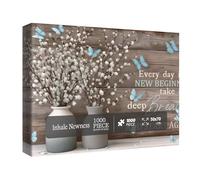 Christian Flower Butterfly Puzzles for Adults 1000 Pieces, Vintage Religious Bible Quote Jigsaw Puzzle, Inspirational Faith Catholic Scripture Puzzle