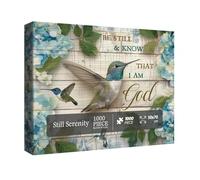 Christian Flower Hummingbird Puzzles for Adults 1000 Pieces, Bird Religious Inspirational Scripture Jigsaw Puzzles, Jesus Floral Bible Catholic Faith Puzzle