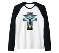 Christian Football Player Bible Verse Quote Philippians 4:13 Raglan Baseball Tee