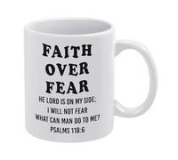 Christian Gift, Bible Verse Mug, Scripture Mug - Faith Over Fear Sty Mug Funny Coffee Mug,Man Cave Prints,The Best Gift for Colleagues, Parents, and Grandparents, 110z Men and Women