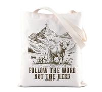 Christian Gift Follow The Word Not The Herd Tote Bag Isaiah 8:11-13 Quote Handbag Western Cowboy Gift (Follow the word UK)