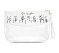 Christian Gift for Girl Clear Makeup Bag Inspirational Gifts for Women Friends Religious Bible Verse Present for Mum Her Sister Cosmetic Bag Birthday Easter Baptism Faith Present Travel Pouch