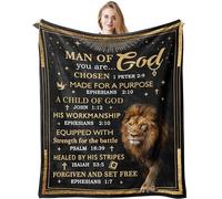 Christian Gift for Men Dad, Religious Gift Blanket 130x150CM, Religious Gifts for Men, Bible Verse Blanket for Baptism Christmas Father's Day Easter Birthday Gift for Man of God, Catholic Spiritual