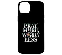 Christian Gift for Woman Pray More Worry Less - Jesus Case for iPhone 14 Plus
